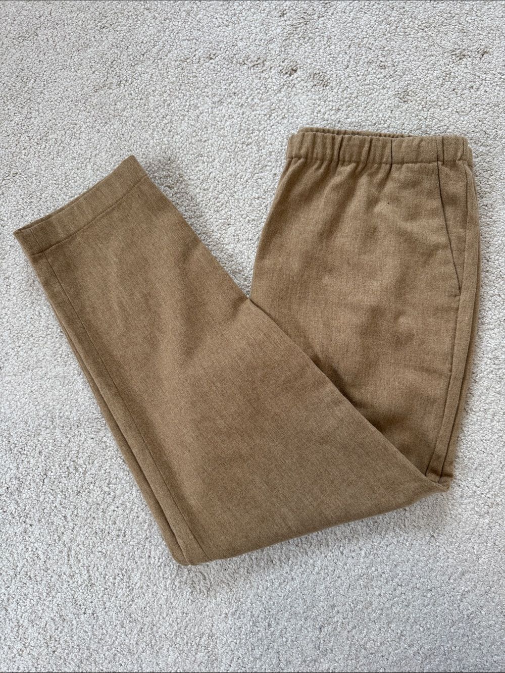 Eileen Fisher 100% Wool Pull-on Ankle Pants 27" Tan Brown Size M